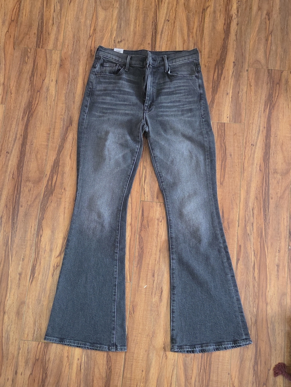 MOTHER "The Weekender"  Black Faded Flare Jeans